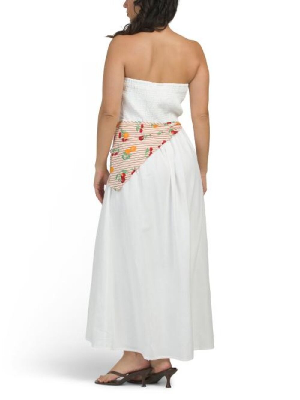 JAPNA Linen Blend Strapless Scarf Waist Maxi Dress - Picture 2 of 4